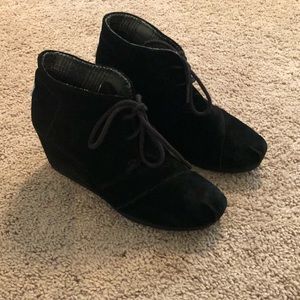 Toms black suede booties. Only worn a few times.